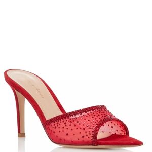Gianvito Rossi Rania 85 Womens Embellished Mule In Red Size 38.5